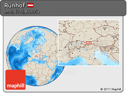 Shaded Relief Location Map of Runhof