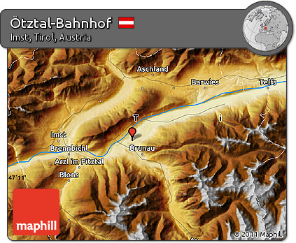 Physical Map of Ötztal-Bahnhof