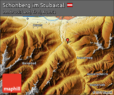 Physical Map of Schönberg Im Stubaital