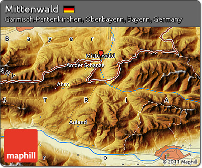 Physical Map of Mittenwald