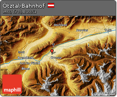 Physical Map of Ötztal-Bahnhof