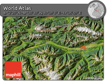 Satellite Map of the Area around 47° 16' 15" N, 11° 7' 30" E