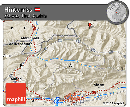 Shaded Relief Map of Hinterriss