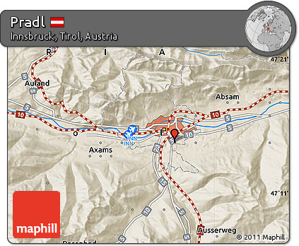 Shaded Relief Map of Pradl