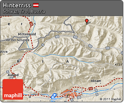 Shaded Relief Map of Hinterriss