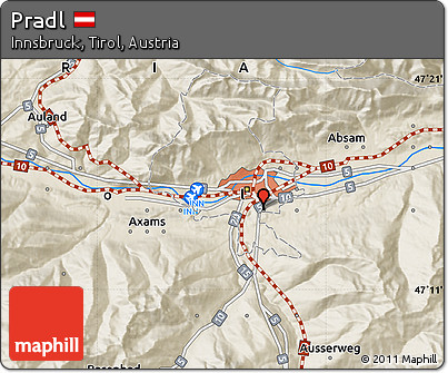 Shaded Relief Map of Pradl