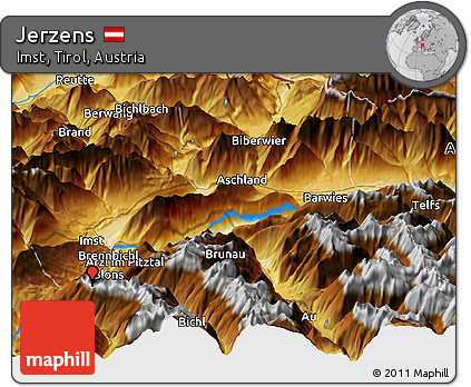 Physical Panoramic Map of Jerzens
