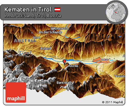 Physical Panoramic Map of Kematen In Tirol