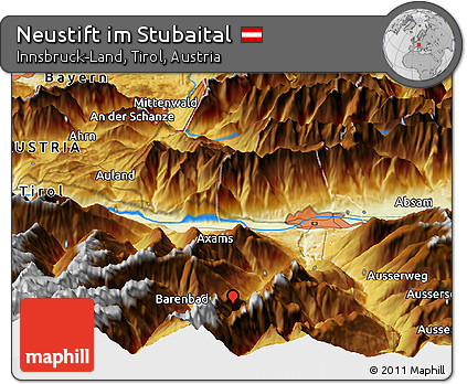 Physical Panoramic Map of Neustift Im Stubaital