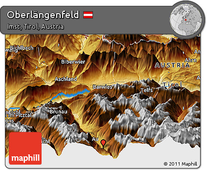 Physical Panoramic Map of Oberlängenfeld