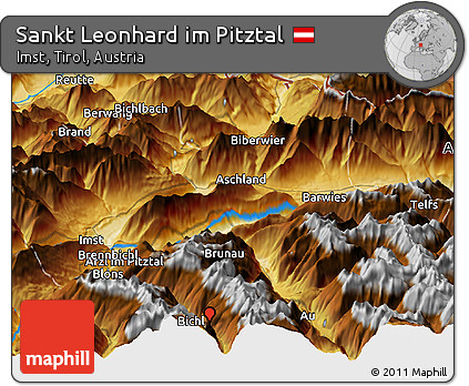 Physical Panoramic Map of Sankt Leonhard Im Pitztal