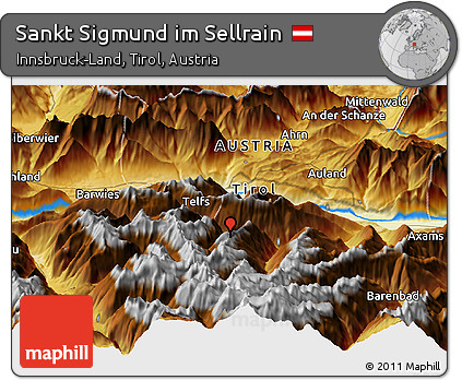 Physical Panoramic Map of Sankt Sigmund Im Sellrain
