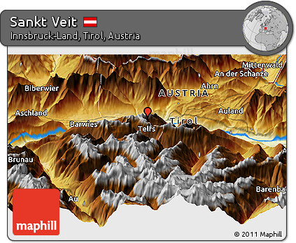 Physical Panoramic Map of Sankt Veit