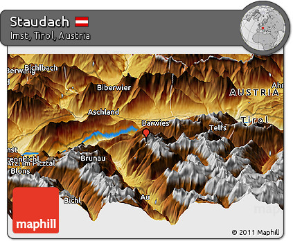 Physical Panoramic Map of Staudach