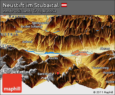 Physical Panoramic Map of Neustift Im Stubaital