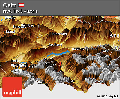 Physical Panoramic Map of Oetz