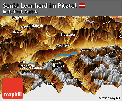 Physical Panoramic Map of Sankt Leonhard Im Pitztal
