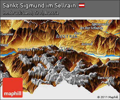 Physical Panoramic Map of Sankt Sigmund Im Sellrain