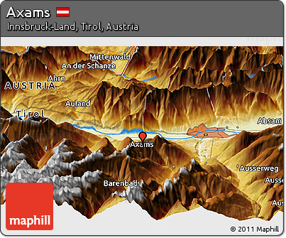 Physical Panoramic Map of Axams