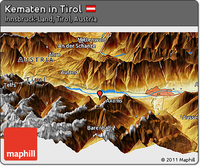 Physical Panoramic Map of Kematen In Tirol