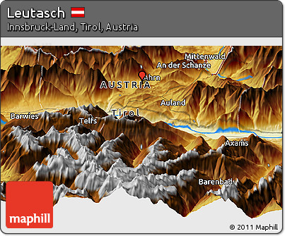 Physical Panoramic Map of Leutasch