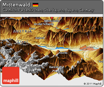 Physical Panoramic Map of Mittenwald