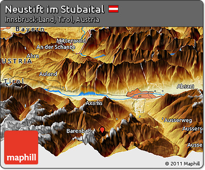 Physical Panoramic Map of Neustift Im Stubaital