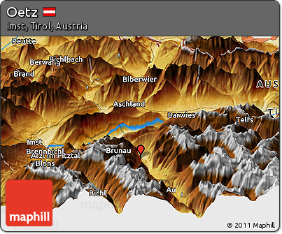 Physical Panoramic Map of Oetz