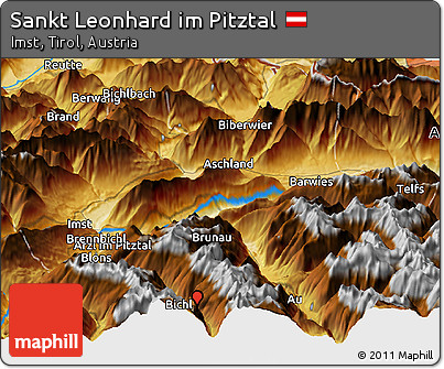 Physical Panoramic Map of Sankt Leonhard Im Pitztal