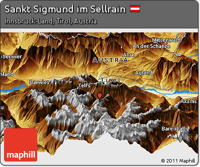 Physical Panoramic Map of Sankt Sigmund Im Sellrain