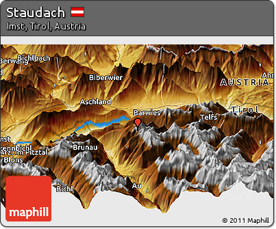 Physical Panoramic Map of Staudach