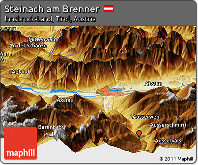 Physical Panoramic Map of Steinach Am Brenner
