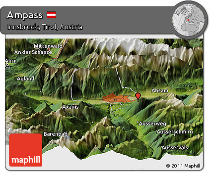 Satellite Panoramic Map of Ampass