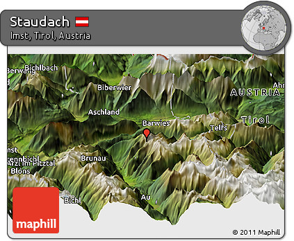 Satellite Panoramic Map of Staudach