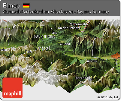 Satellite Panoramic Map of Elmau