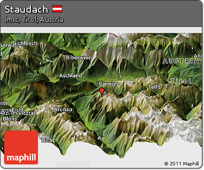 Satellite Panoramic Map of Staudach