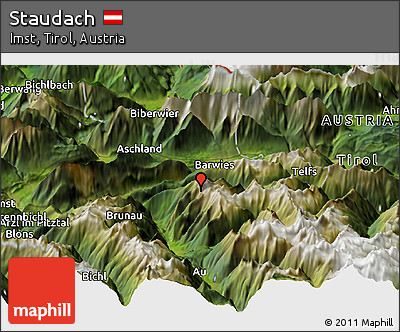 Satellite Panoramic Map of Staudach
