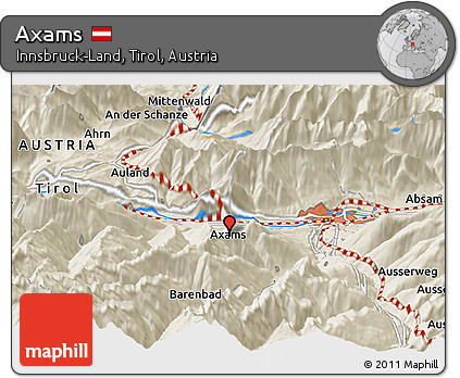 Shaded Relief Panoramic Map of Axams