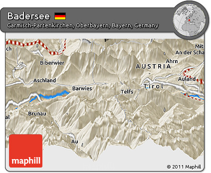 Shaded Relief Panoramic Map of Badersee