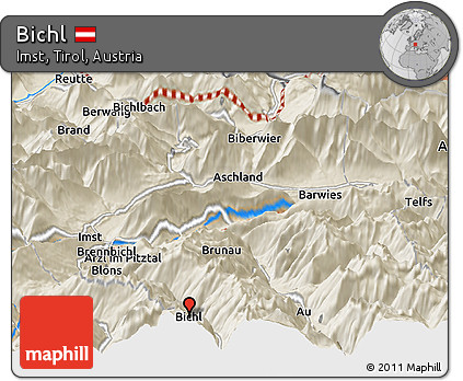 Shaded Relief Panoramic Map of Bichl