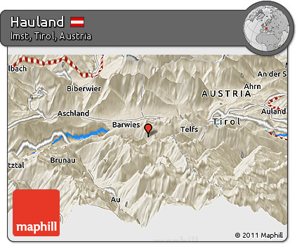 Shaded Relief Panoramic Map of Hauland