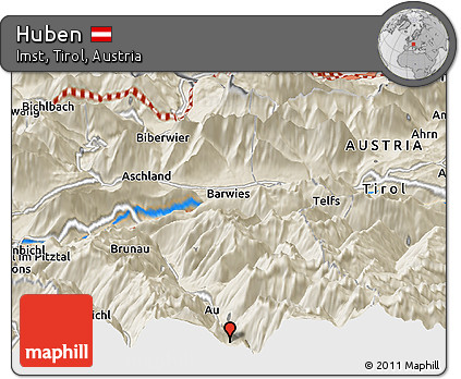 Shaded Relief Panoramic Map of Huben