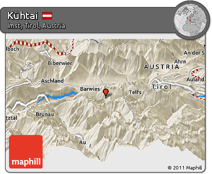 Shaded Relief Panoramic Map of Kühtai