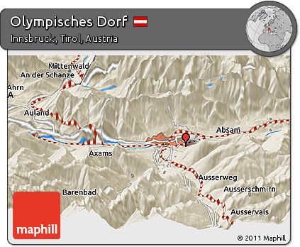 Shaded Relief Panoramic Map of Olympisches Dorf