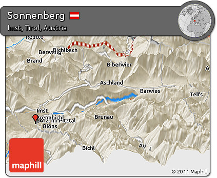 Shaded Relief Panoramic Map of Sonnenberg