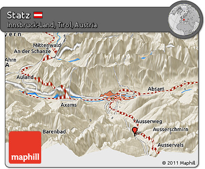Shaded Relief Panoramic Map of Statz