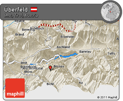 Shaded Relief Panoramic Map of Überfeld