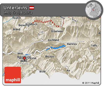 Shaded Relief Panoramic Map of Unterleins