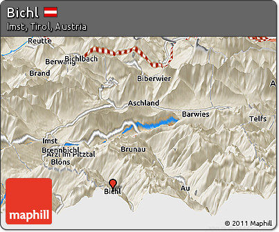 Shaded Relief Panoramic Map of Bichl