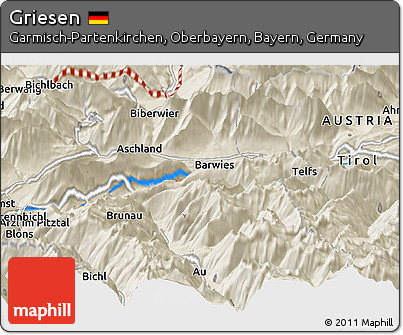 Shaded Relief Panoramic Map of Griesen